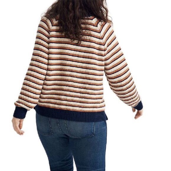Madewell Arden V-Neck Pullover Sweater In Stripe - Picture 2 of 2